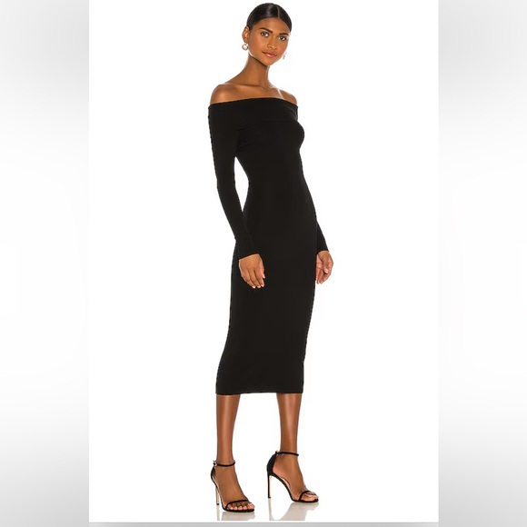 Bardot Off Shoulder Knit Dress in Black - Picture 2 of 6